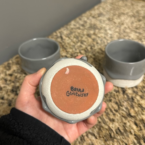 Drippy Pots Bundle of 3 Ceramic Drippy Glazed Cups / Mugs in Grey - Picture 6 of 9